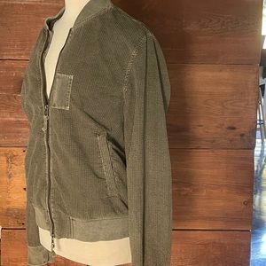 All Saints cotton bomber jacket in dark olive green.